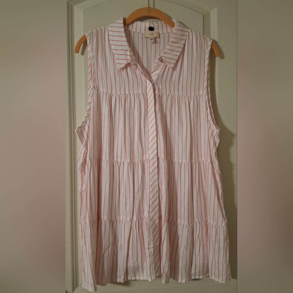 Cupio tank‎ top linen tayon womens XL streetwear lighweight button down fairy